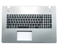 Tastatura laptop Asus N56D neagra cu palmrest argintiu fara touchpad layout US