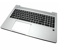 Tastatura Laptop Hp Neagra Layout UK-US Cu Palmrest Argintiu Fara Iluminare ProBook 455R G6 