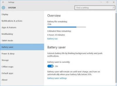 Setari de afisare in Windows 10 pentru o mai buna autonomie a bateriei