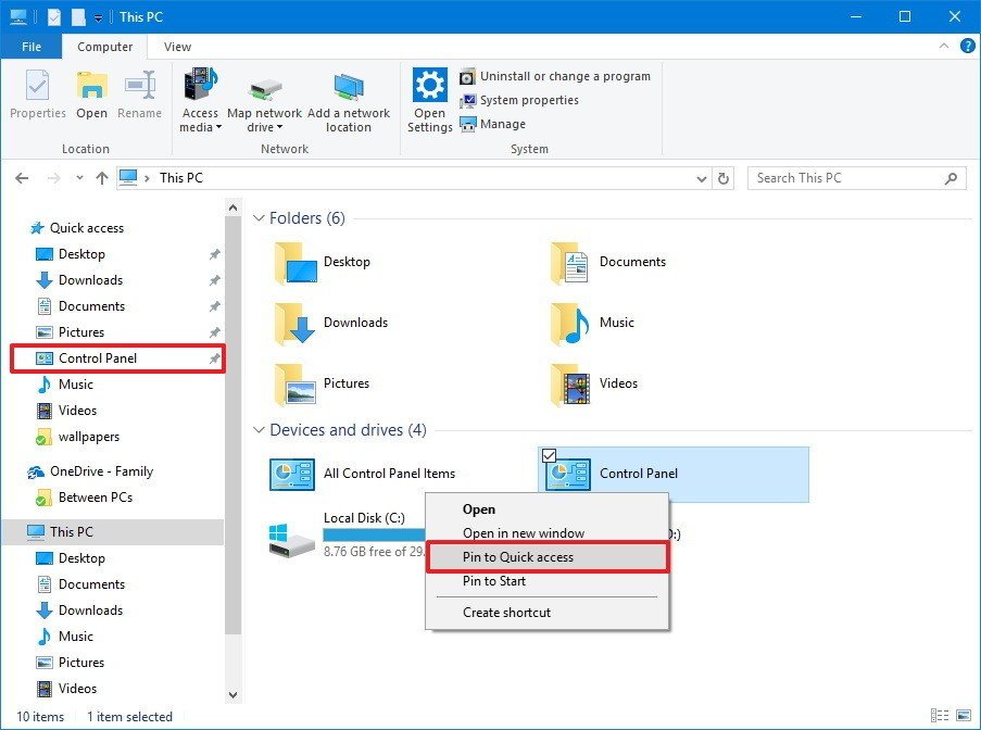Cum sa accesati Control Panel prin File Explorer in Windows 10
