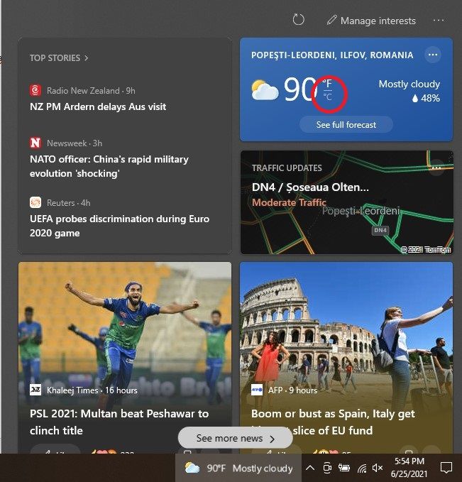 Cum schimbam temperatura in taskbar din F⁰ in C⁰ in Windows 10